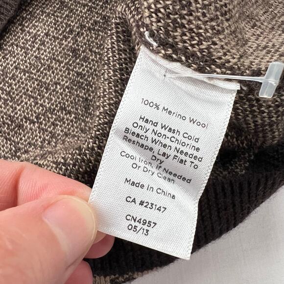 Talbots Houndstooth Brown Merino Wool 3/4 Sleeve Sweater Women's Size Small - Picture 4 of 7